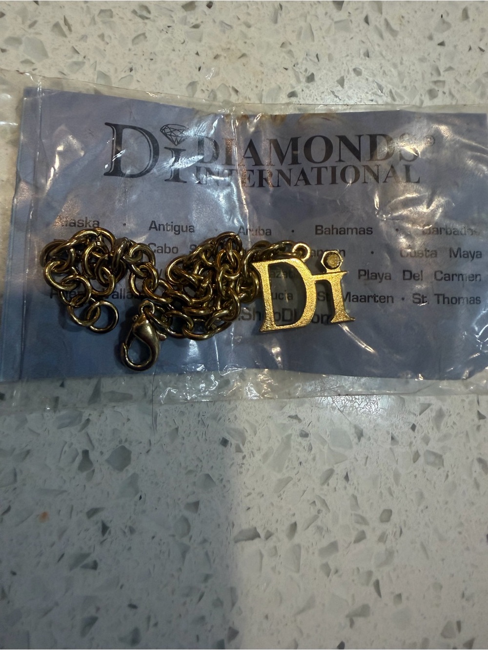 Caribbean Gold-Tone 'Di' Charm Chain Bracelet